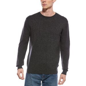 Forte Mens Cashmere Classic Crew Cashmere Sweater, Grey